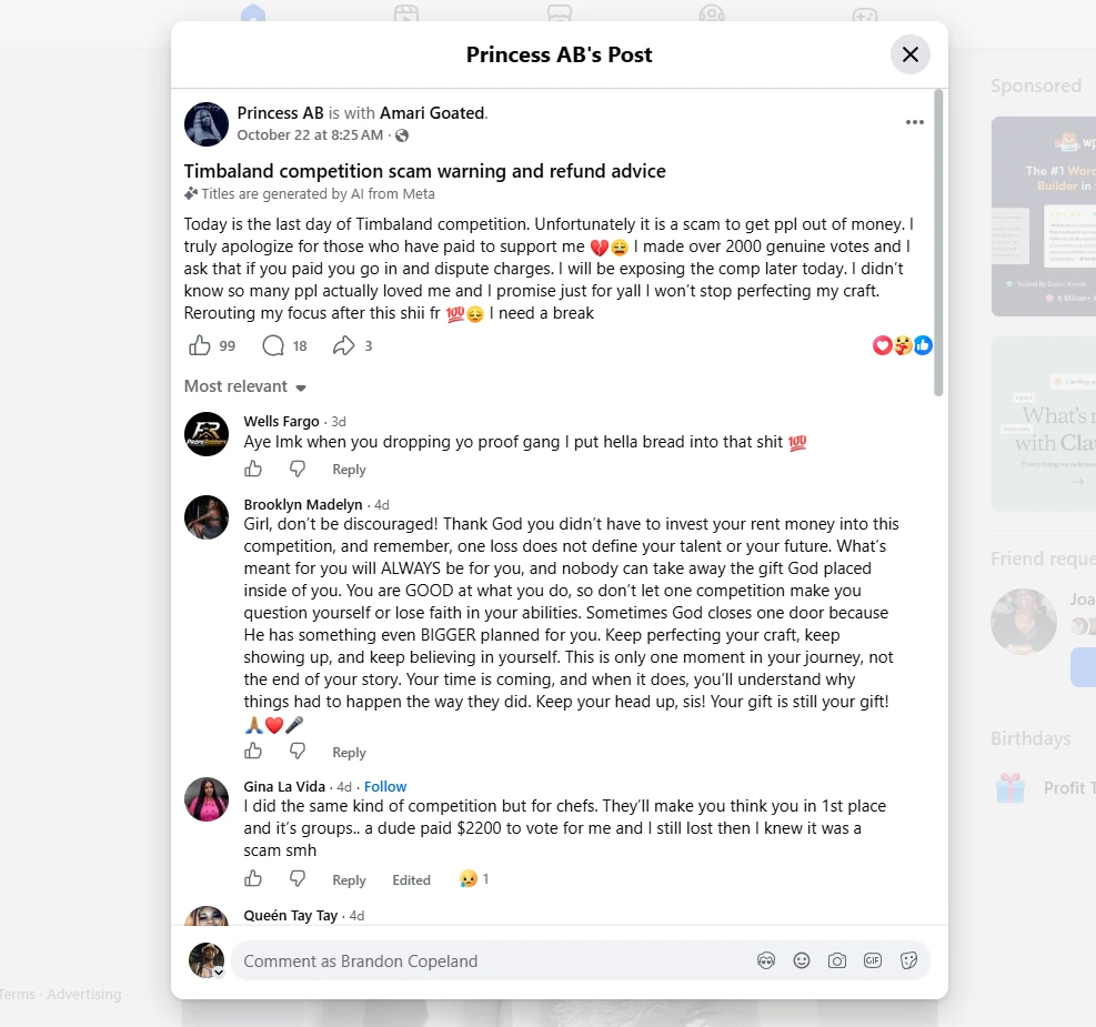timbaland scam allegations