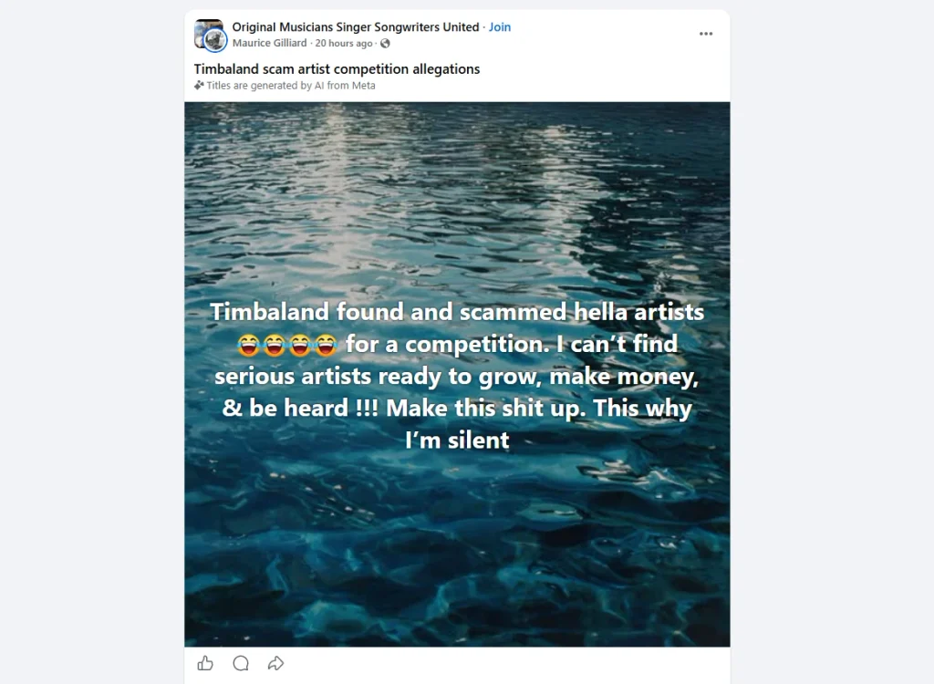 Artist feeling upset and like they were scammed by Timbaland 